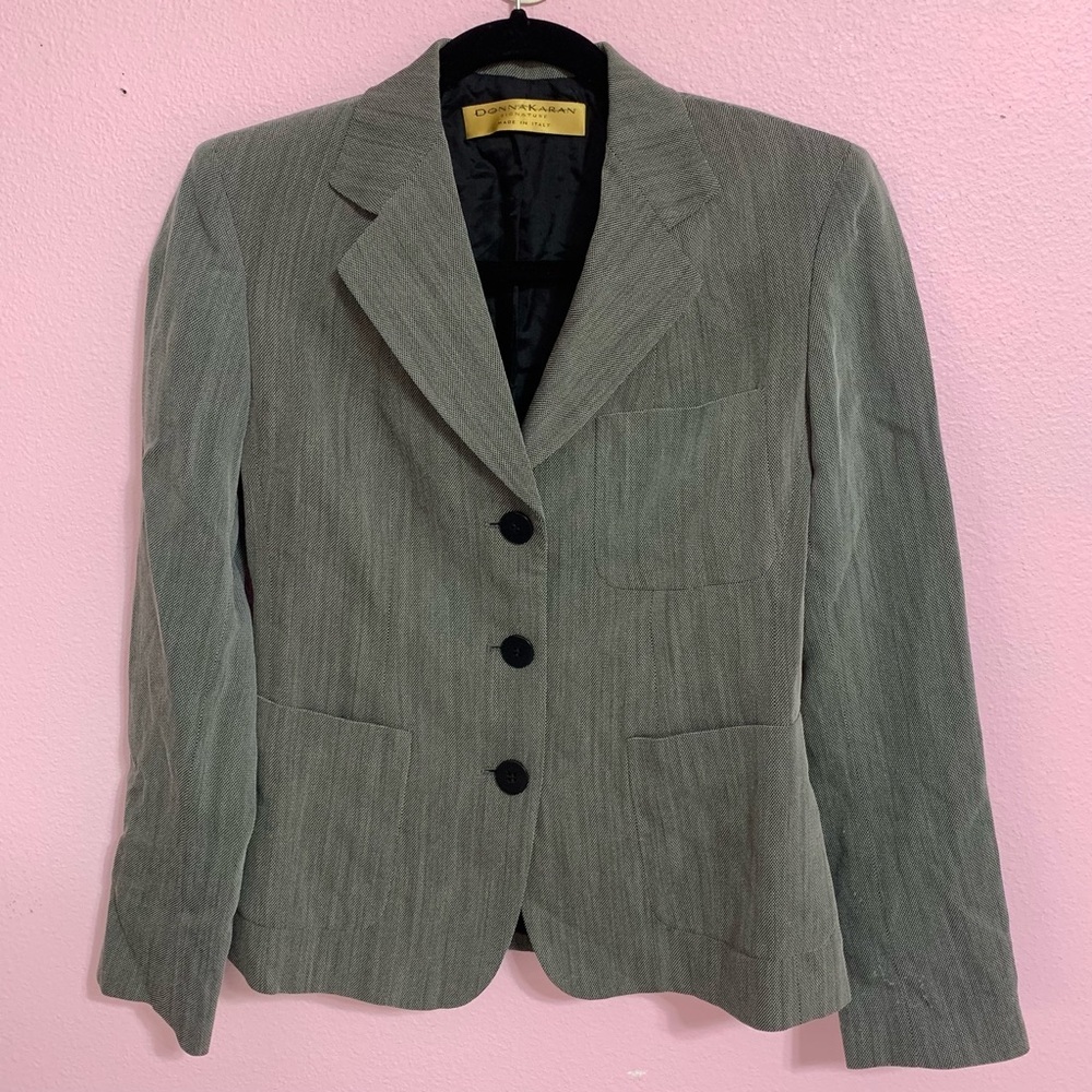 VTG 90s Donna Karan Gray Textured Blazer Size 2